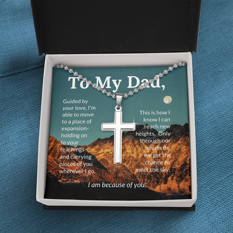 Dad, I am because of you-Cross Necklace - Custom Heart Design