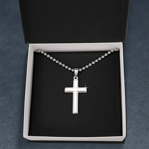 Cross Pendant with Ball Chain Necklace - Custom Heart Design