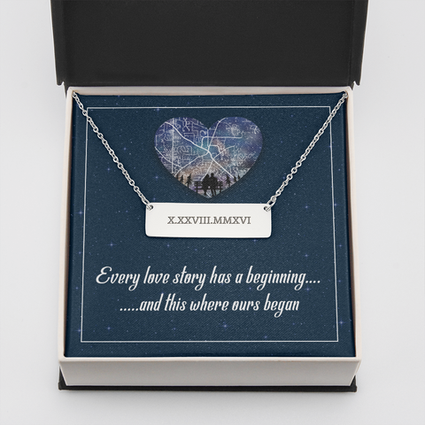 Every love story has a beginning-Roman Numeral Necklace - Custom Heart Design