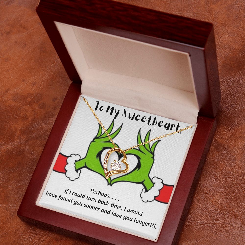 Sweetheart  Heart Necklace-Christmas Grikch Message Card - Custom Heart Design