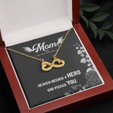 Mom Remembrance, Heaven needed a hero-Infinity Heart Necklace - Custom Heart Design