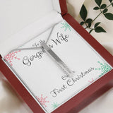 To Wife, Our First Christmas-Vertical Stick Necklace - Custom Heart Design