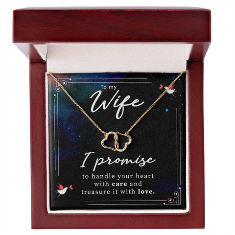 Wife Gold Necklace, Heart Necklace for Wife-No matter where we go | Custom Heart Design