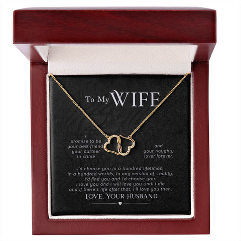 Wife Gold Necklace, Heart Necklace for Wife, Gold Pendant-I promise | Custom Heart Design