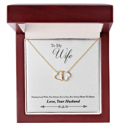 Wife Gold Necklace, Heart Necklace for Wife, Gold Pendant-Heart to heart | Custom Heart Design