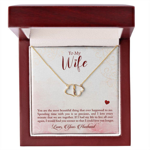 Wife Gold Necklace, Heart Necklace for Wife, Gold Pendant-You make me smile | Custom Heart Design