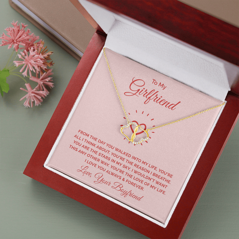 To my Girlfriend, You’re all I think about-Everlasting Love Gold Necklace - Custom Heart Design