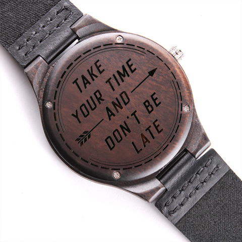 Wooden Watch-Take your time & don't be late - Custom Heart Design