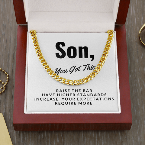 For Son, You got this-Chain Link Necklace - Custom Heart Design