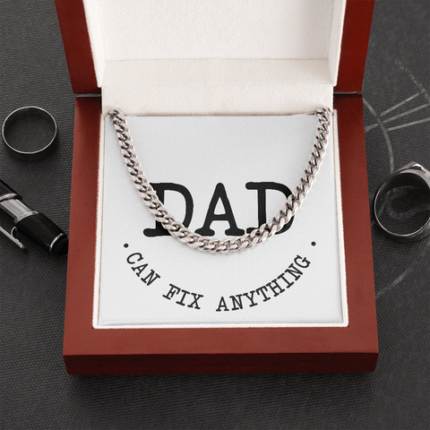 Dad can fix anything-Stainless Steel Link Chain - Custom Heart Design