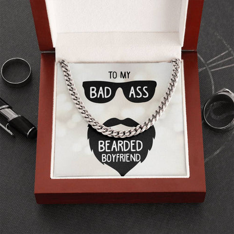 To My Badass Bearded Boyfriend--Cuban Link Chain Necklace - Custom Heart Design