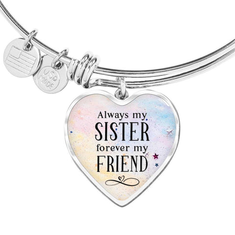 Always my sister, forever my friend-Bangle - Custom Heart Design