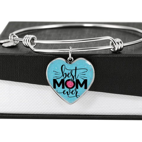 Best Mom Ever-Heart Bangle - Custom Heart Design