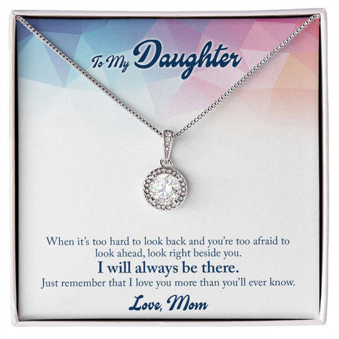 Daughter Solitaire Necklace, From Mom-Look beside you | Custom Heart Design