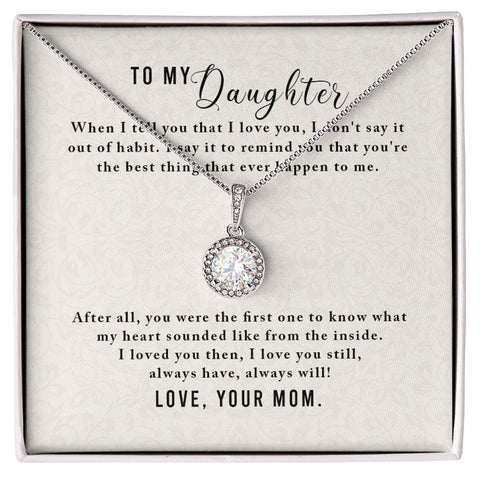 Daughter Solitaire Necklace, From Mom-You're my biggest achievement | Custom Heart Design