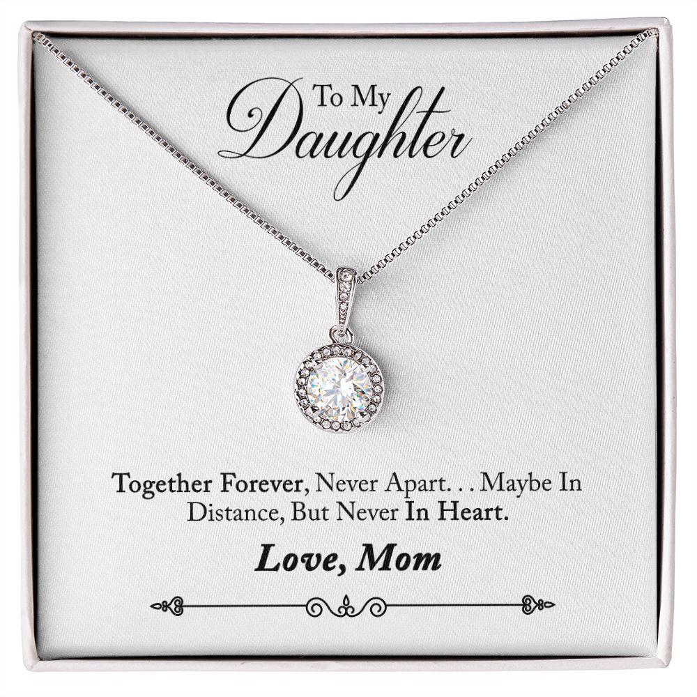 Daughter Solitaire Necklace, From Mom - Custom Heart Design