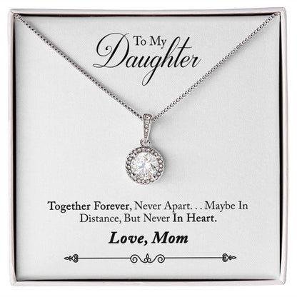 Daughter Solitaire Necklace, From Mom - Custom Heart Design