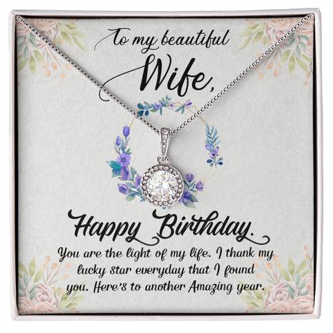 Wife Birthday Necklace, Necklace for Wife, Silver Jewelry for Wife-Light of my life | Custom Heart Design