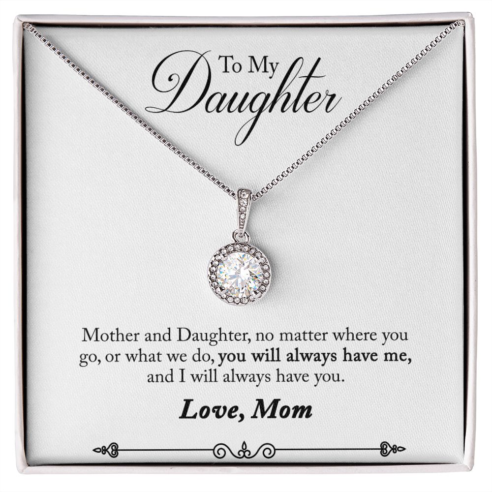 Daughter Solitaire Necklace, From Mom - Custom Heart Design