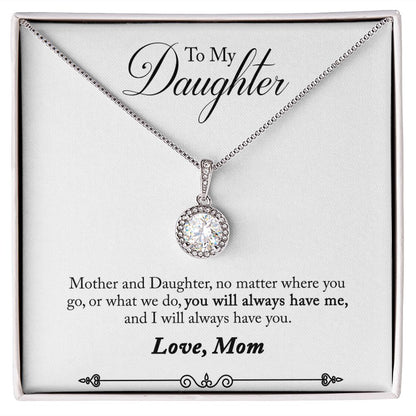 Daughter Solitaire Necklace, From Mom - Custom Heart Design