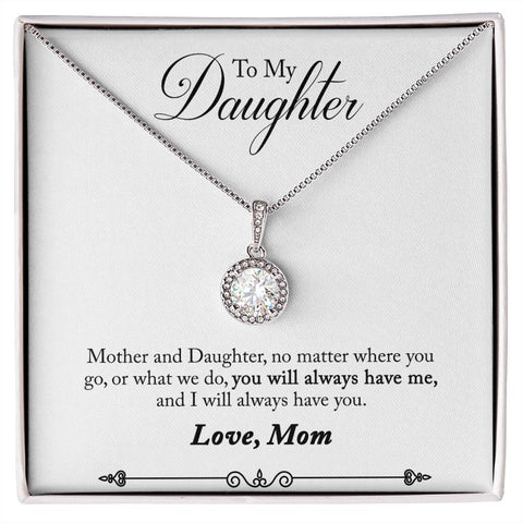 Daughter Solitaire Necklace, From Mom - Custom Heart Design