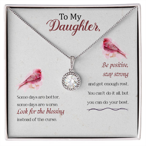 Daughter Solitaire Necklace-Look for the blessing | Custom Heart Design