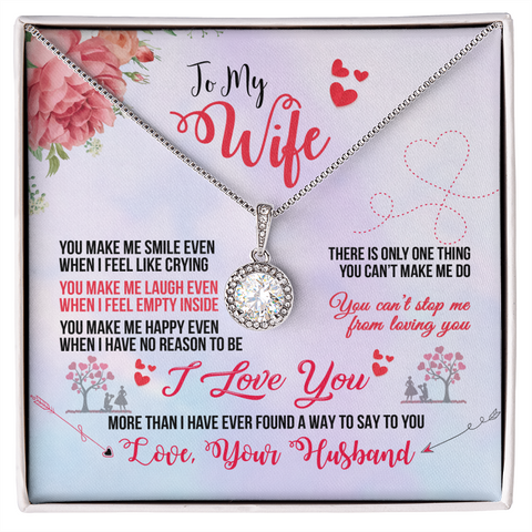 Wife Solitaire Necklace, Necklace for Wife, Silver Jewelry for Wife-You make me smile | Custom Heart Design