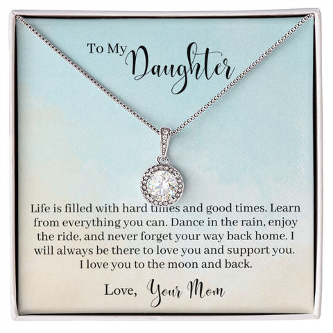 Daughter Solitaire Necklace, From Mom-Learn from everything | Custom Heart Design