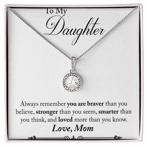 Daughter Solitaire Necklace, From Mom - Custom Heart Design