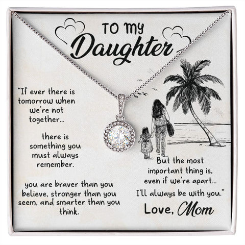Daughter Solitaire Necklace, From Mom-Always with you | Custom Heart Design