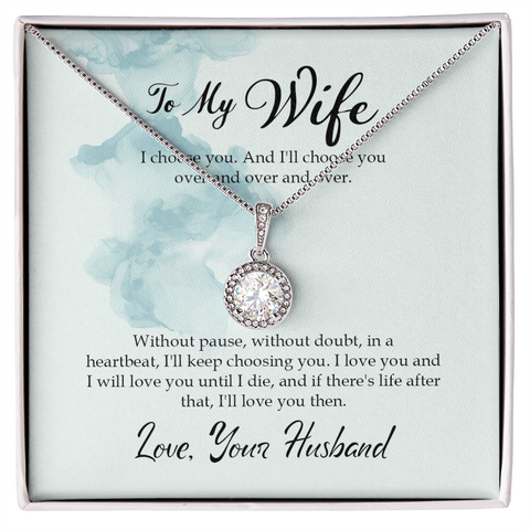 Wife Solitaire Necklace, Necklace for Wife-I choose you | Custom Heart Design