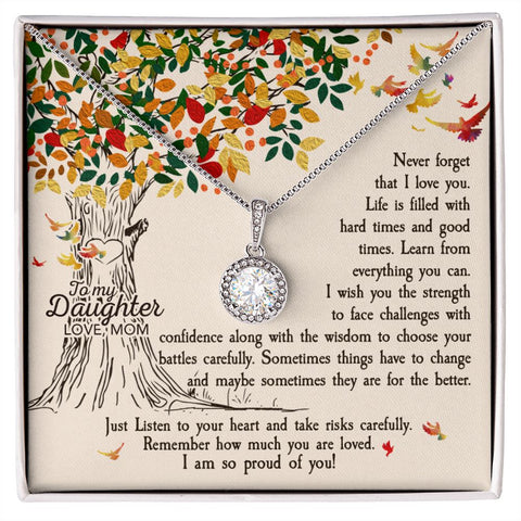 Daughter Solitaire Necklace, From Mom-Listen to your heart | Custom Heart Design