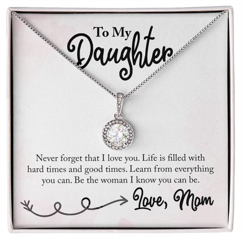 Daughter Solitaire Necklace, From Mom-Learn from everything | Custom Heart Design