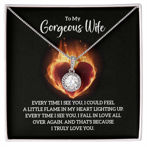 Wife Solitaire Necklace, Necklace for Wife-Every time I see you | Custom Heart Design