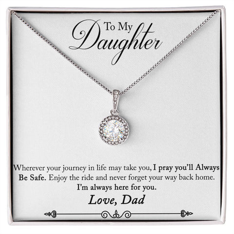 Daughter Solitaire Necklace, From Dad - Custom Heart Design