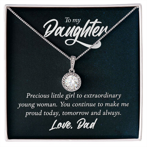 Daughter Solitaire Necklace, From Dad-Today, tomorrow and always | Custom Heart Design