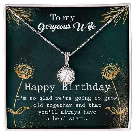 Wife Birthday Necklace, Necklace for Wife, Silver Jewelry for Wife-Grow old together - Custom Heart Design