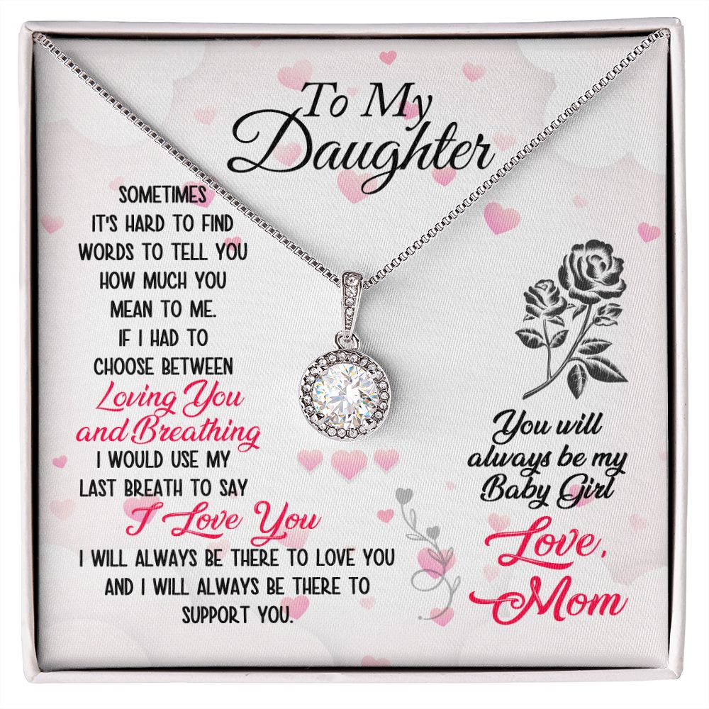 Daughter Solitaire Necklace, From Mom - Custom Heart Design