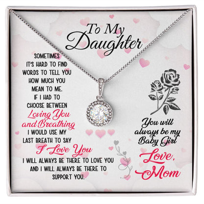 Daughter Solitaire Necklace, From Mom - Custom Heart Design