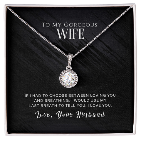 Wife Solitaire Necklace, Necklace for Wife, Silver Jewelry for Wife-If I had to choose | Custom Heart Design