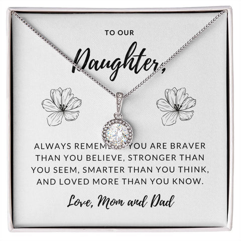 Daughter Solitaire Necklace, From Mom & Dad - Custom Heart Design
