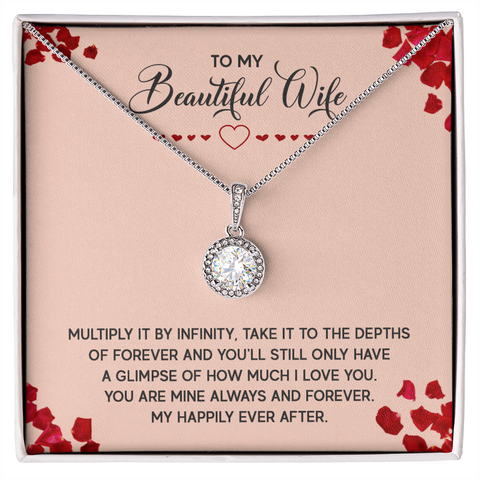 Wife Solitaire Necklace, Necklace for Wife-My Happily Ever After - Custom Heart Design