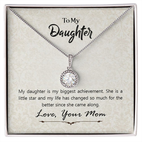 Daughter Solitaire Necklace, From Mom-You're my biggest achievement | Custom Heart Design