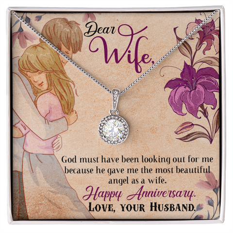 Wife Anniversary Necklace, Necklace for Wife-God gave me an angel wife | Custom Heart Design