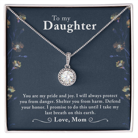 Daughter Solitaire Necklace, From Mom-My pride and joy | Custom Heart Design
