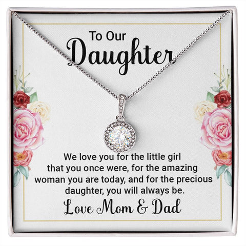 Daughter Solitaire Necklace, From Mom & Dad-Amazing and precious | Custom Heart Design