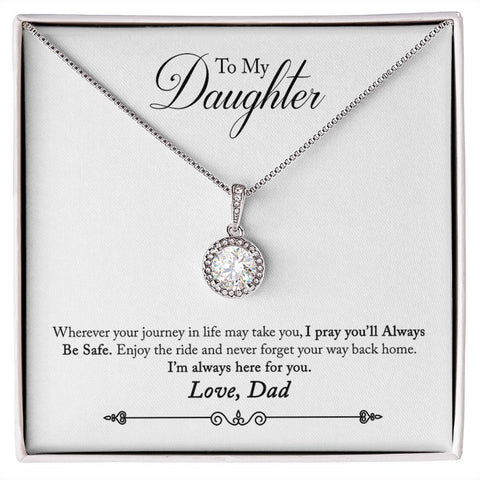 Daughter Solitaire Necklace, From Dad - Custom Heart Design