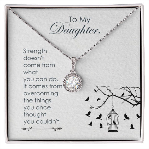 Daughter Solitaire Necklace- Your strengths comes from overcoming | Custom Heart Design