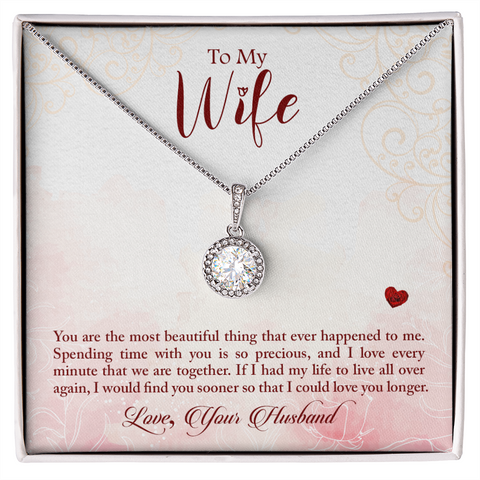 Wife Solitaire Necklace, Necklace for Wife, Silver Jewelry for Wife-Find you sooner, love you longer | Custom Heart Design