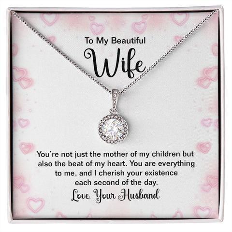 To my beautiful wife - you're not just the mother of my children Wife Solitaire Necklace, Necklace for Wife, Silver Jewelry for Wife | Custom Heart Design